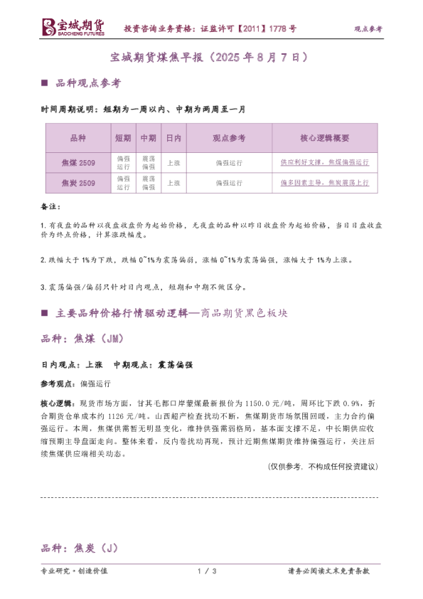 煤焦早报
