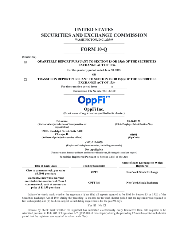 OppFi Inc-A 2025年季度报告