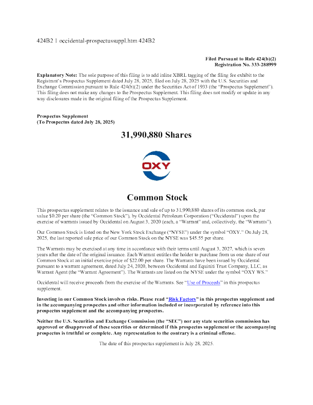 西方石油美股招股说明书(2025-08-07版)