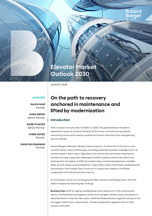 2030年全球电梯市场展望报告