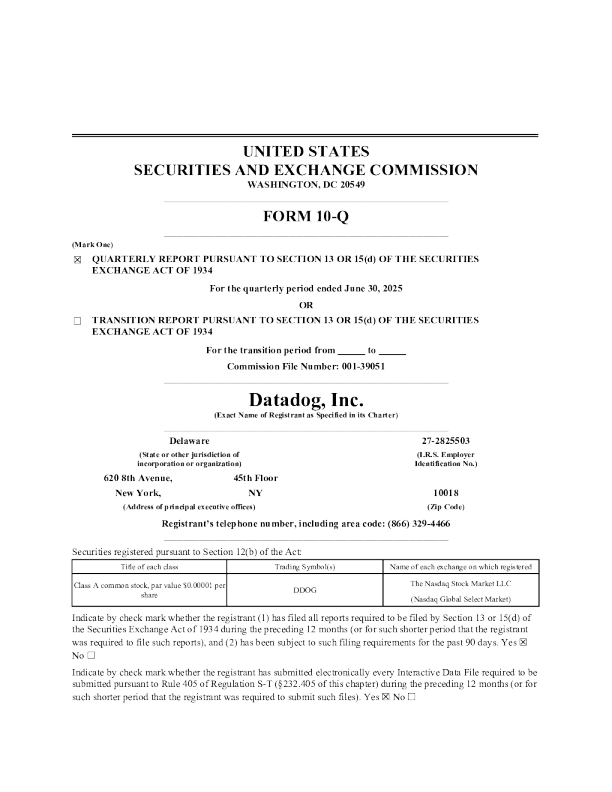 Datadog Inc-A 2025年季度报告