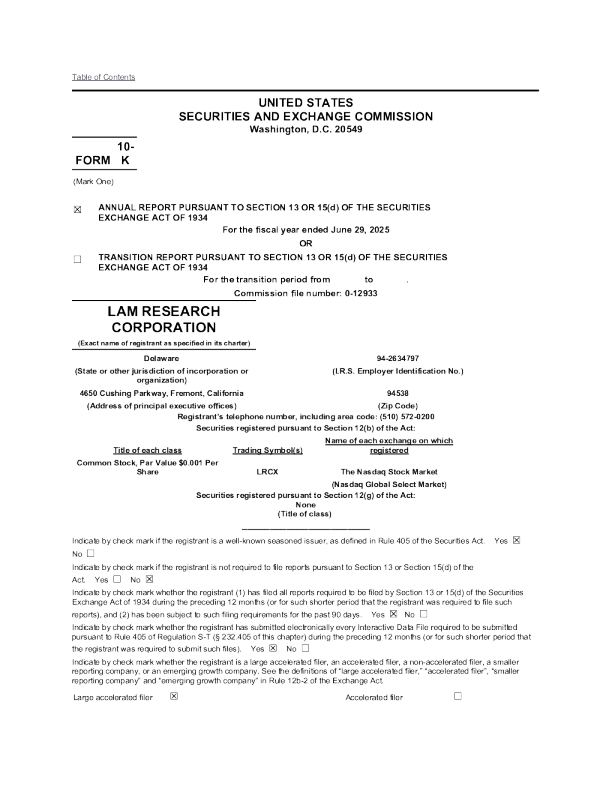 LAM Research 2024年度报告