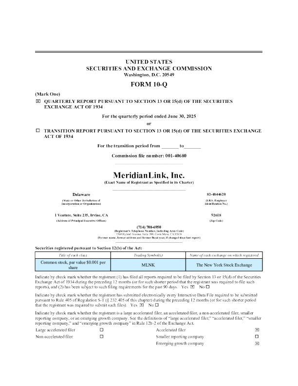 MeridianLink Inc 2025年季度报告