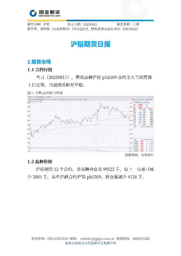 沪铅期货日报