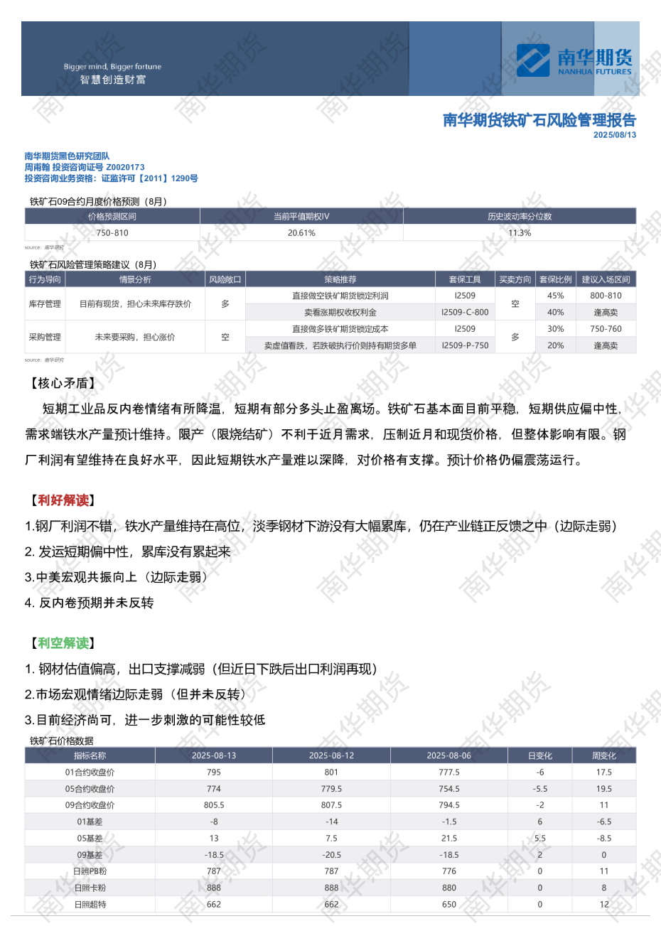 铁矿石风险管理报告