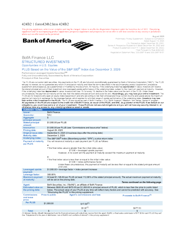 美国银行美股招股说明书(2025-08-14版)