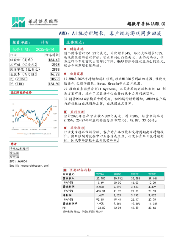 AMD：AI拉动新增长，客户端与游戏同步回暖