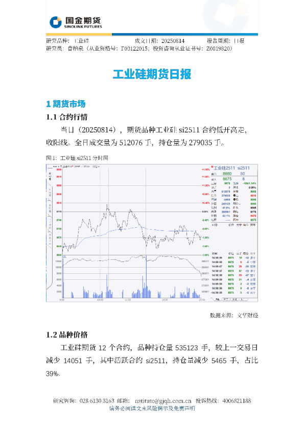 工业硅期货日报