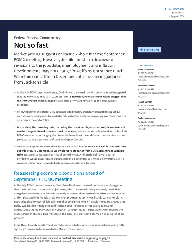 美联储评论：别太着急