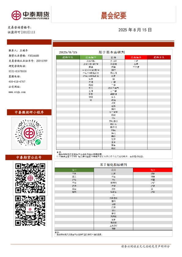 晨会纪要