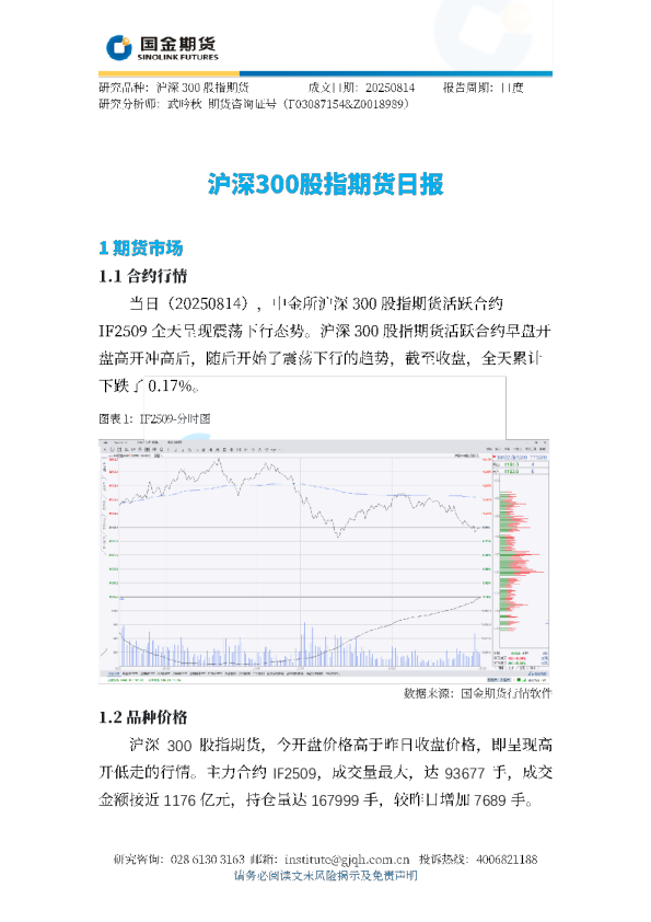 沪深300股指期货日报