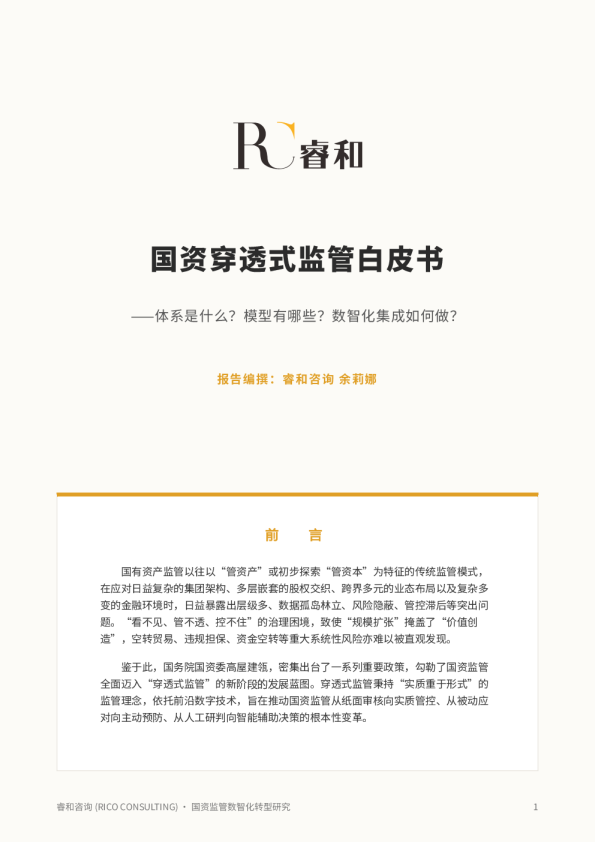 国资穿透式监管白皮书：体系是什么？模型有哪些？数智化集成如何做？