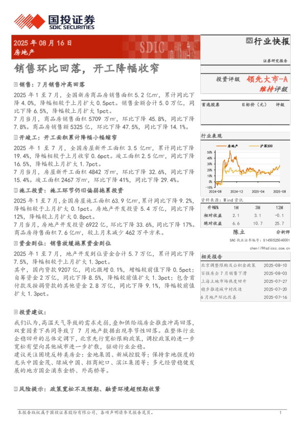 销售环比回落，开工降幅收窄