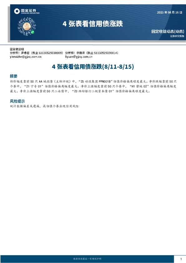 4张表看信用债涨跌