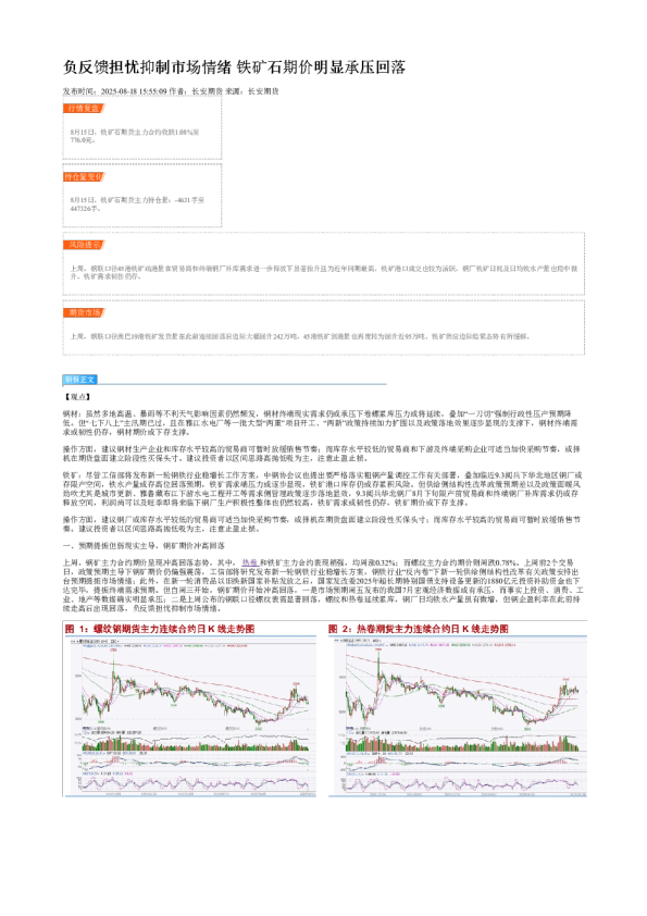 负反馈担忧抑制市场情绪 铁矿石期价明显承压回落
