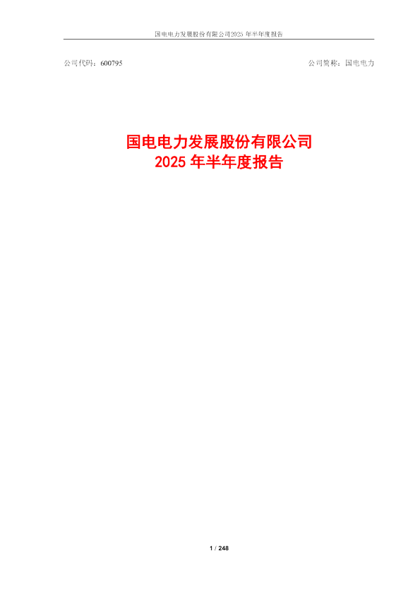 国电电力:2025年半年度报告