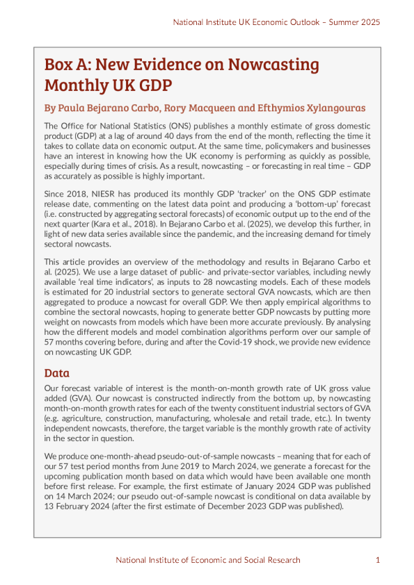 英国GDP月度预测的新证据