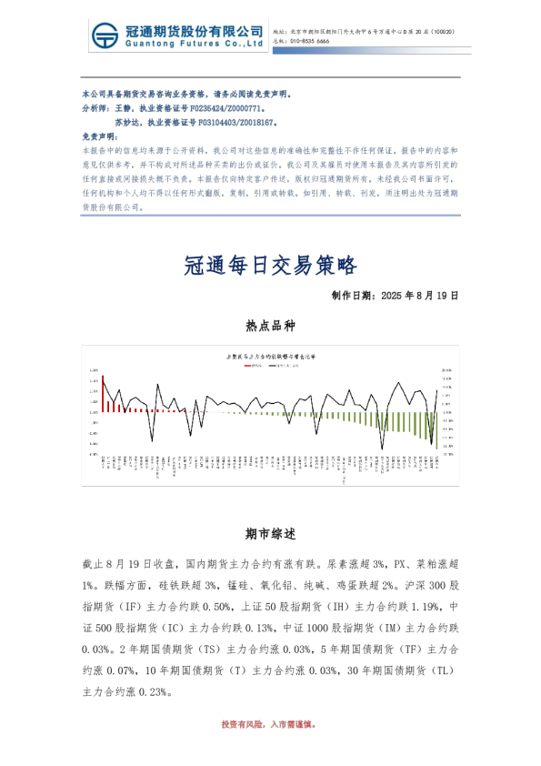 冠通每日交易策略