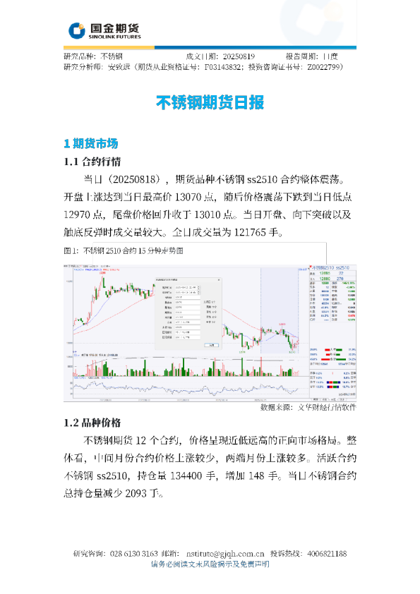 不锈钢期货日报