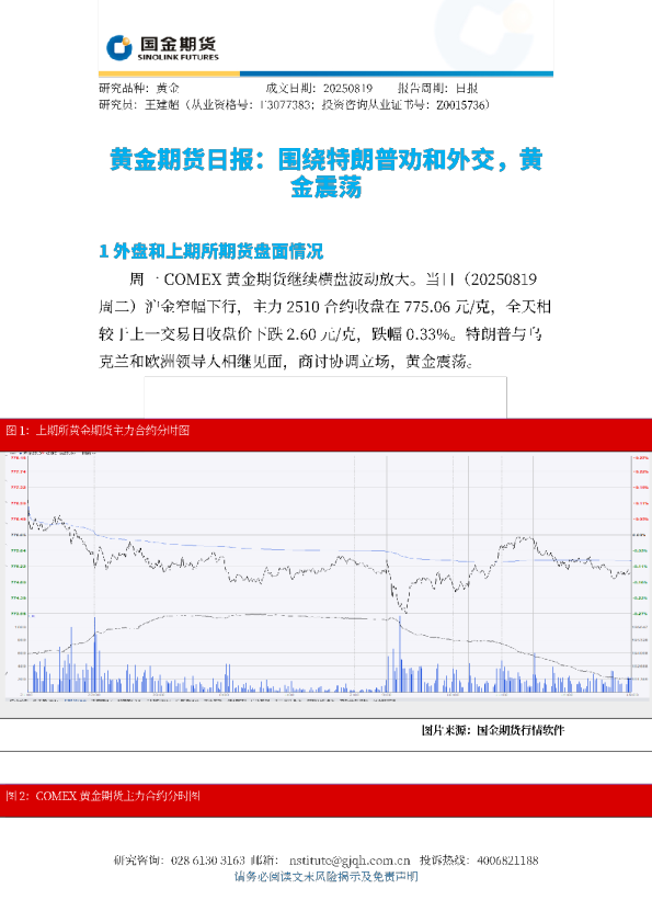 黄金期货日报：围绕特朗普劝和外交，黄金震荡