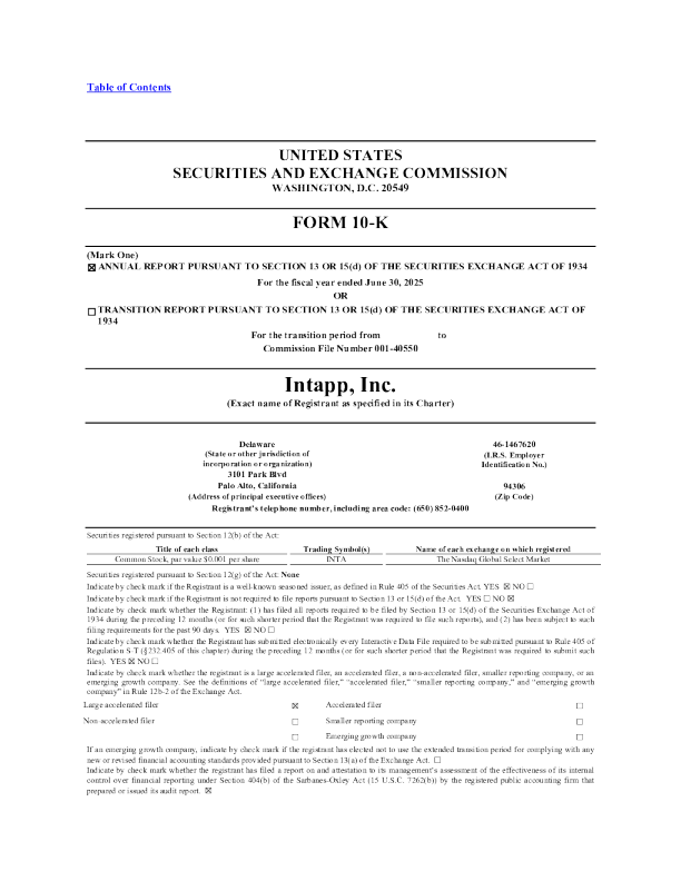 Intapp Inc 2024年度报告