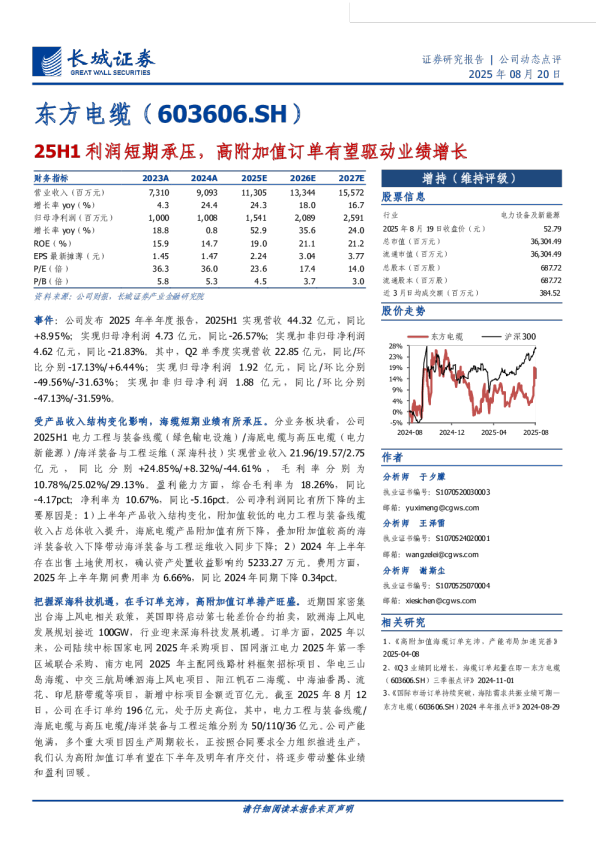 25H1利润短期承压,高附加值订单有望驱动业绩增长