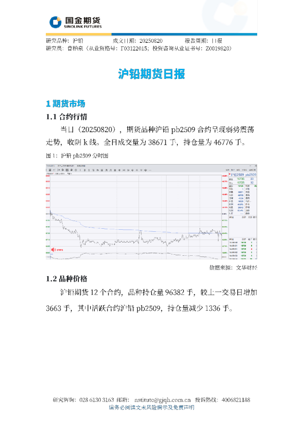 沪铅期货日报