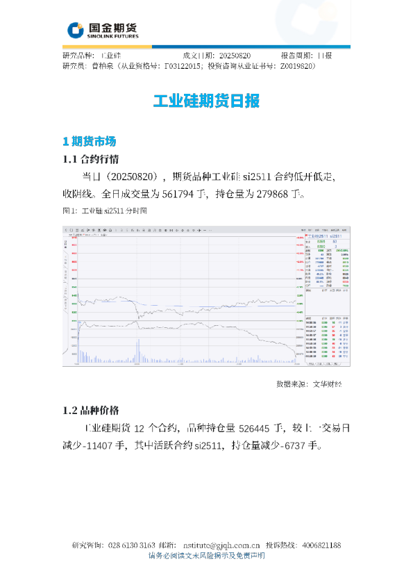 工业硅期货日报