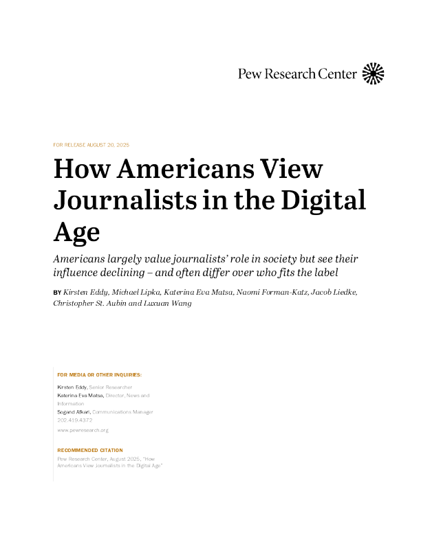数字时代美国民众对记者的看法