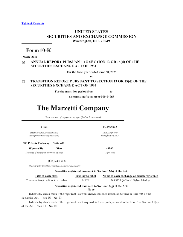 Marzetti公司2024年度报告