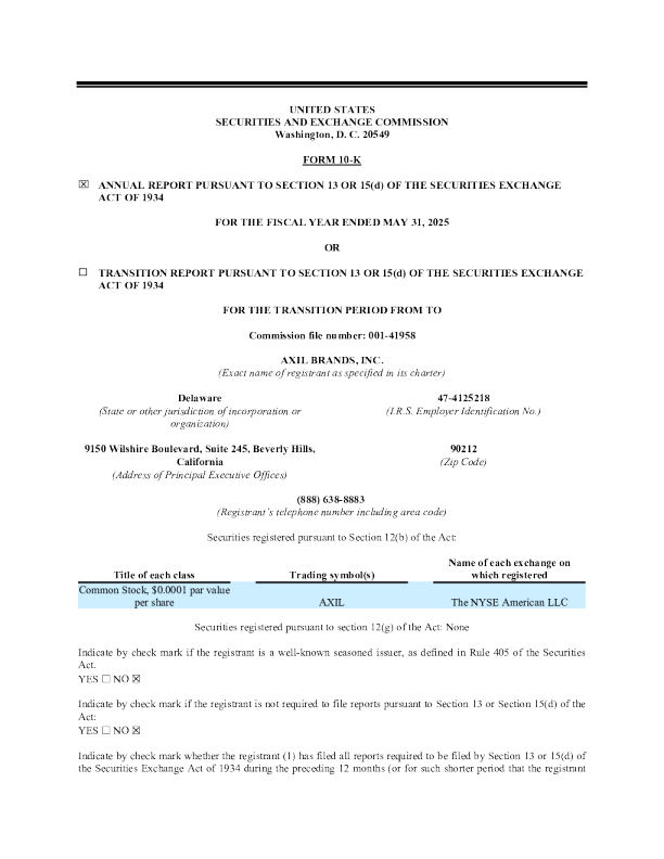 AXIL Brands：2024年度报告