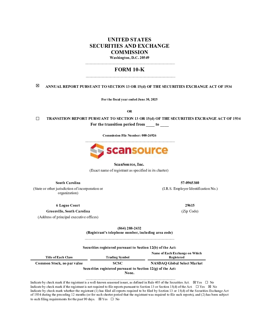 ScanSource：2024年度报告