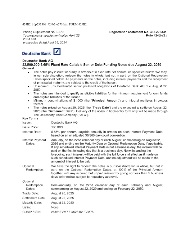 德意志银行美股招股说明书(2025-08-21版)