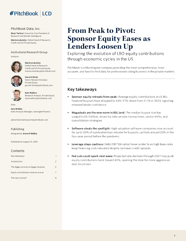 从峰值到转折点：随着贷款人放松，赞助商股权减弱