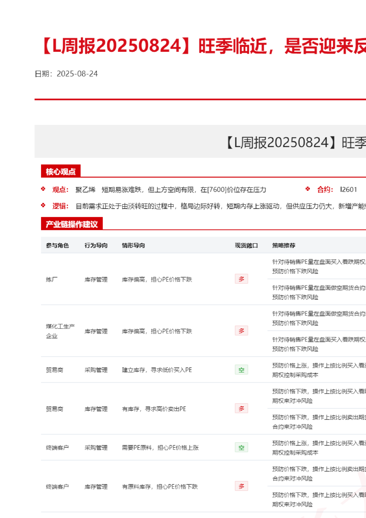 【L周报】旺季临近，是否迎来反弹窗口