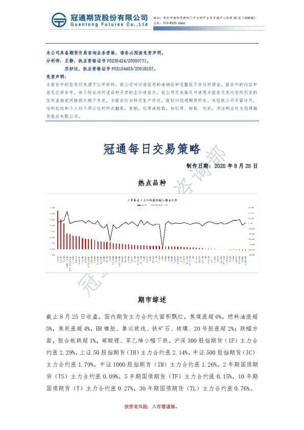 冠通每日交易策略
