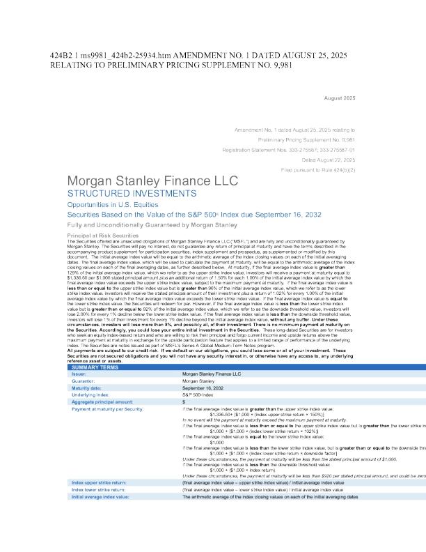 摩根士丹利美股招股说明书(2025-08-25版)