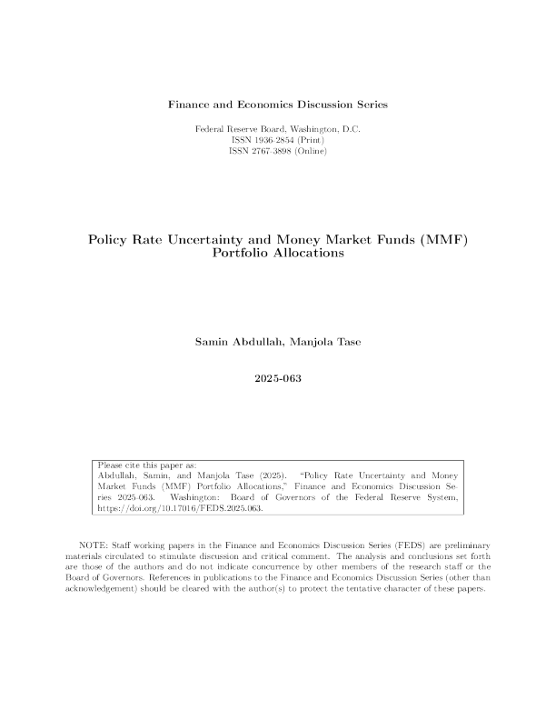 政策利率不确定性性与货币市场基金（MMF）投资组合配置