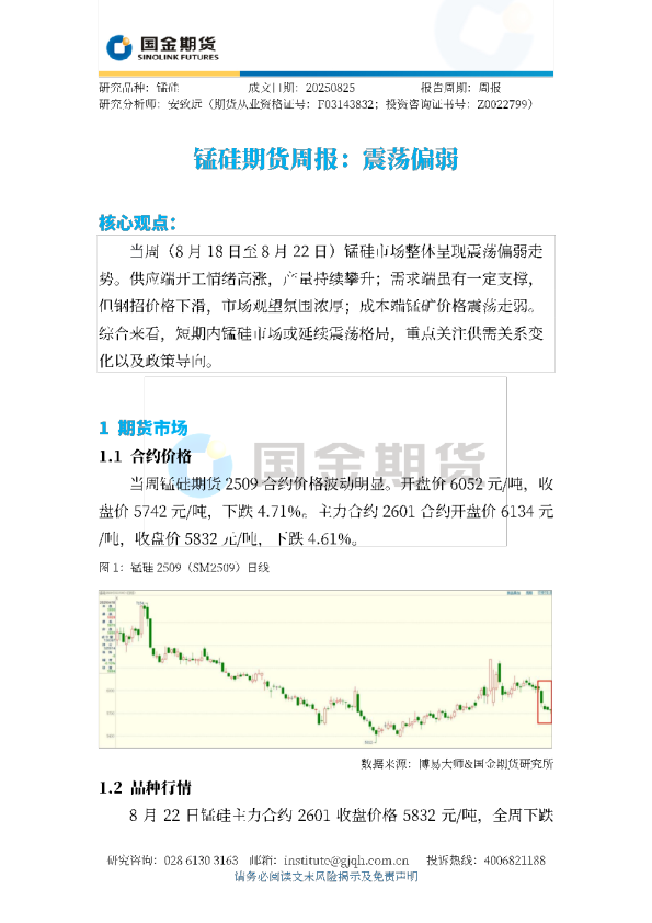 锰硅期货周报：震荡偏弱