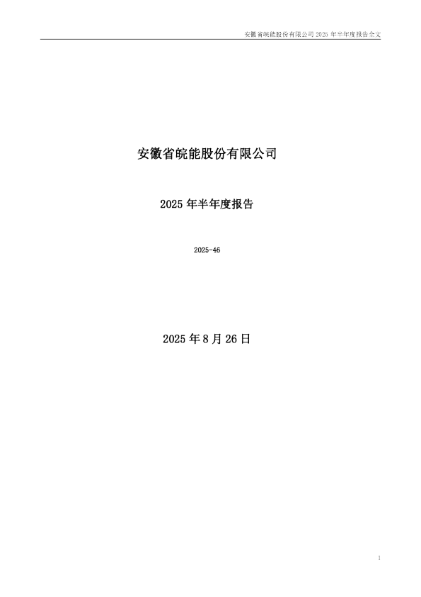 皖能电力：2025年半年度报告