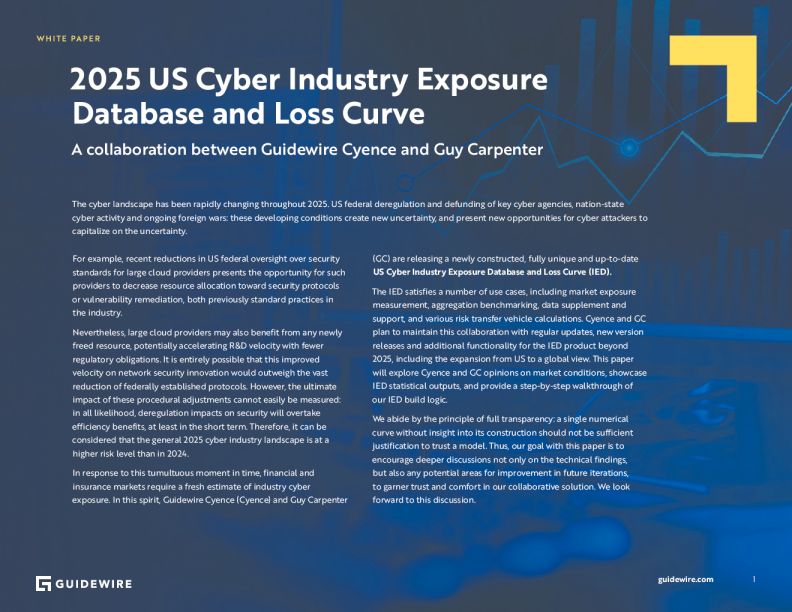 2025年美国网络行业暴露数据库和损失曲线