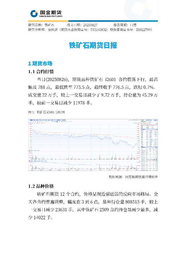 铁矿石期货日报