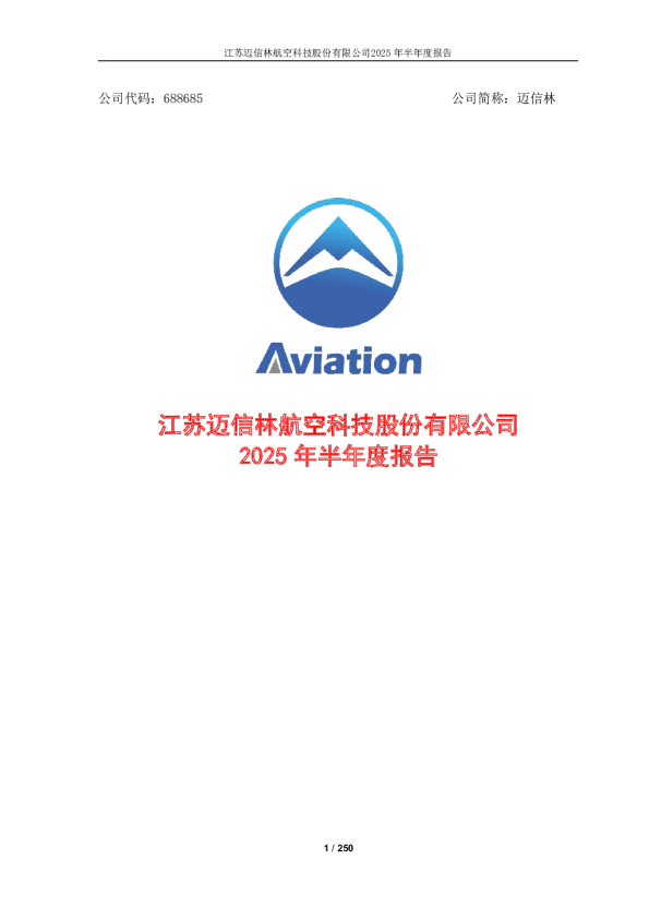 迈信林：2025年半年度报告