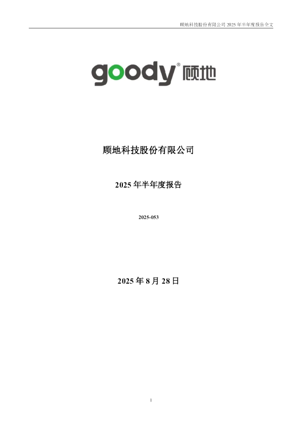 顾地科技：2025年半年度报告
