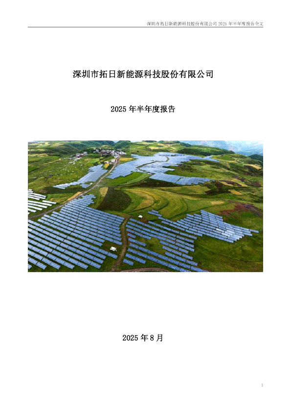 拓日新能：2025年半年度报告