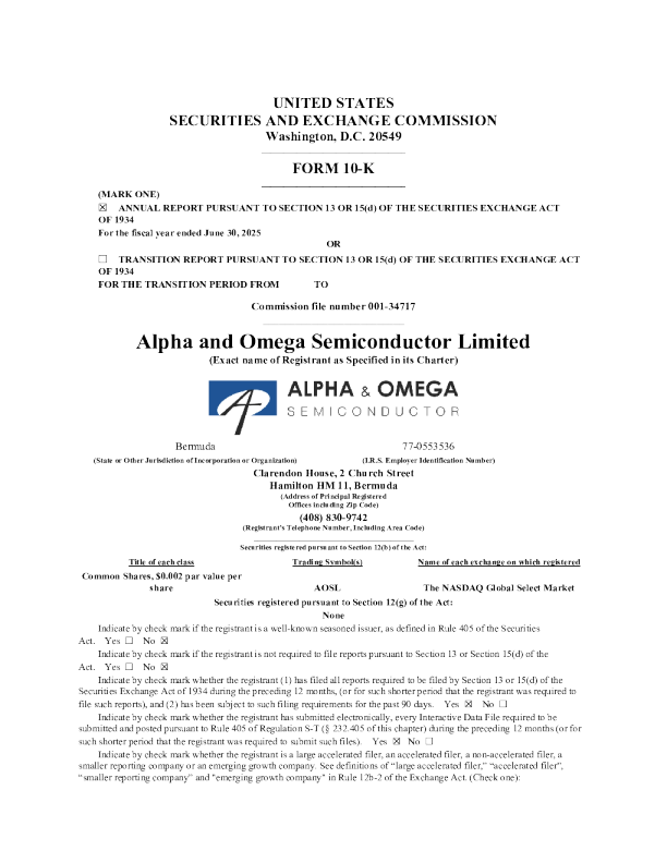 阿尔法和欧米伽半导体：2024年度报告