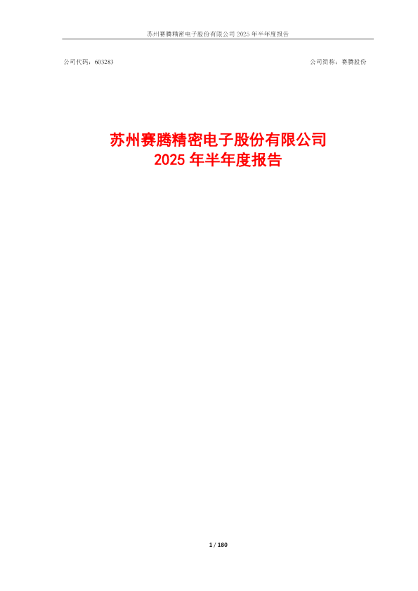 赛腾股份：2025年半年度报告
