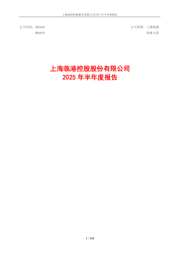 上海临港：2025年半年度报告