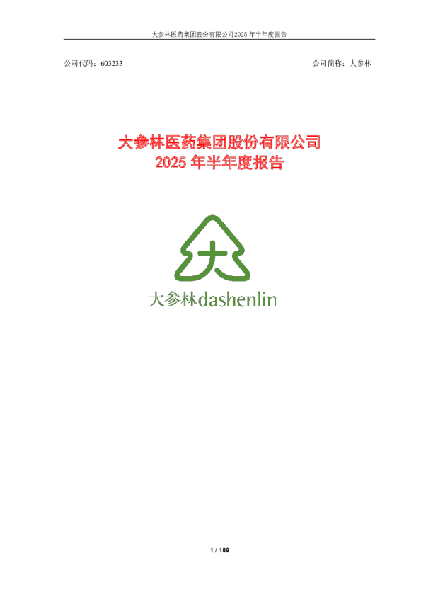 大参林：2025年半年度报告
