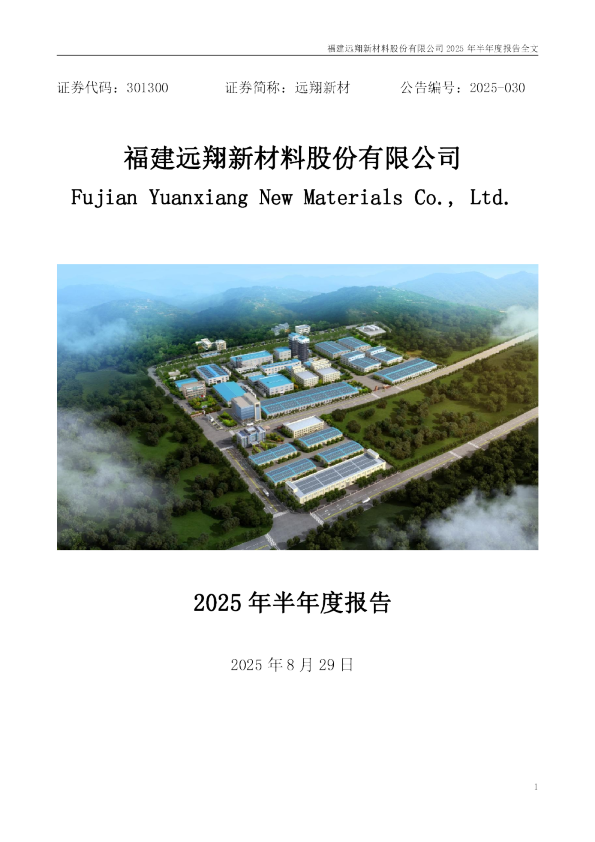 远翔新材：2025年半年度报告